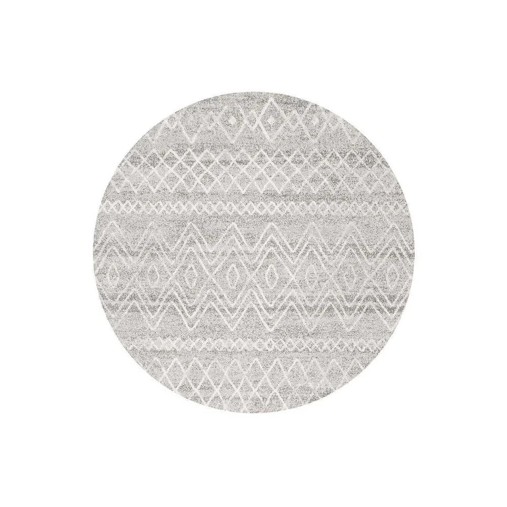 Oasis Nadia Grey Rustic Tribal Round Rug