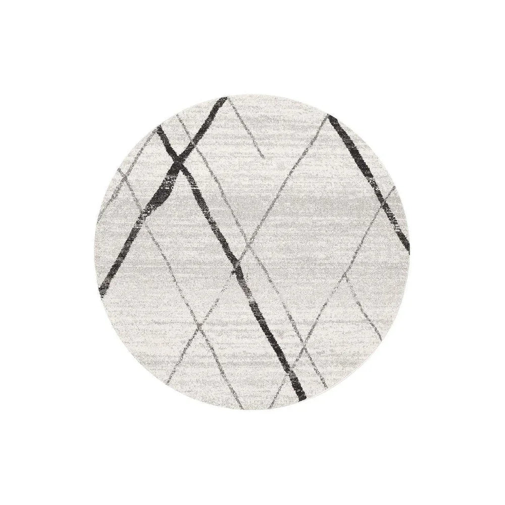 Oasis Noah White Grey Contemporary Round Rug
