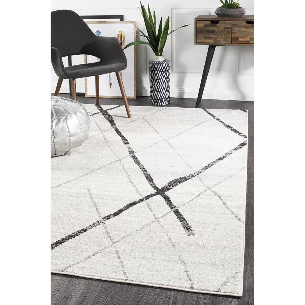 Oasis Noah White Grey Contemporary Rug