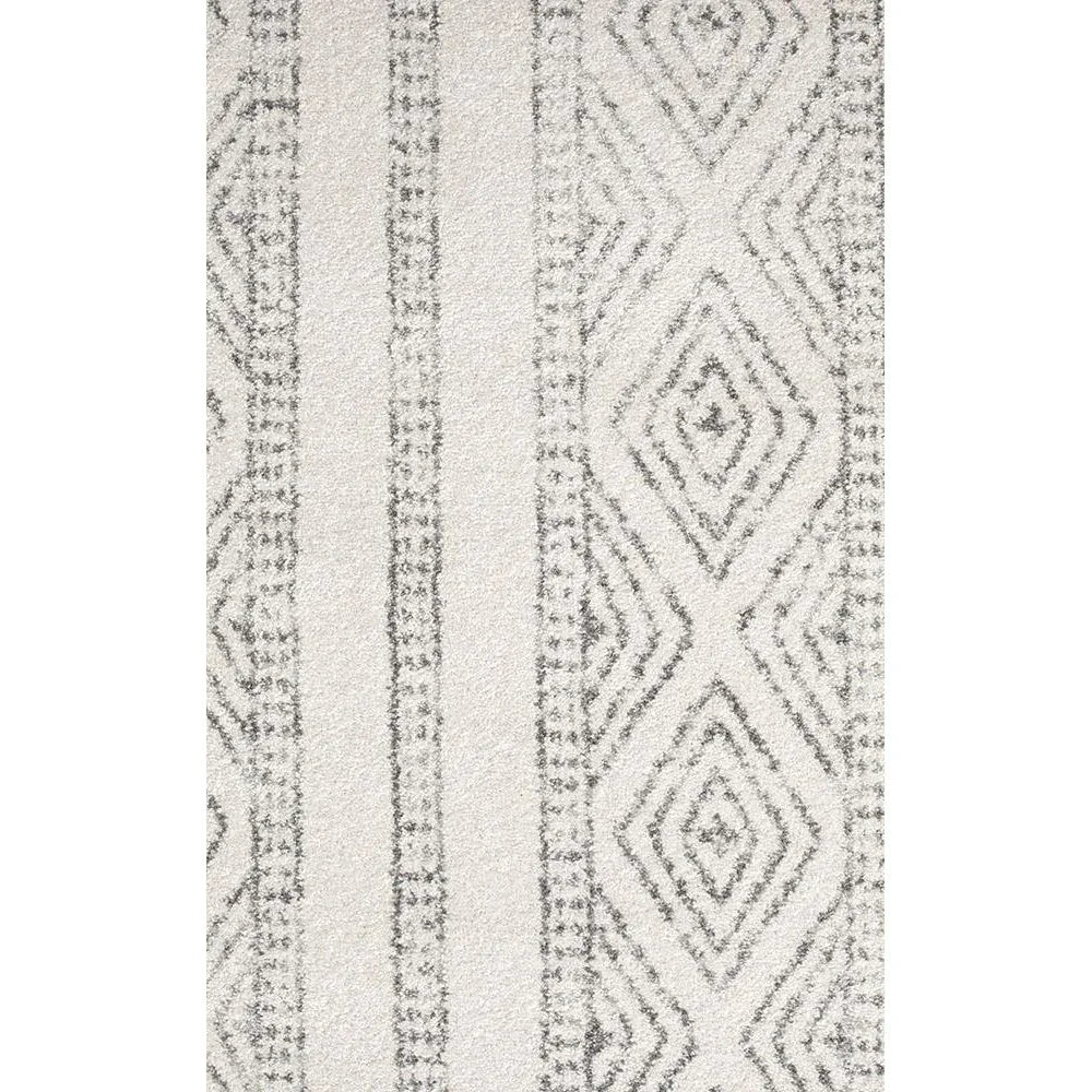 Oasis Salma White And Grey Tribal Round Rug