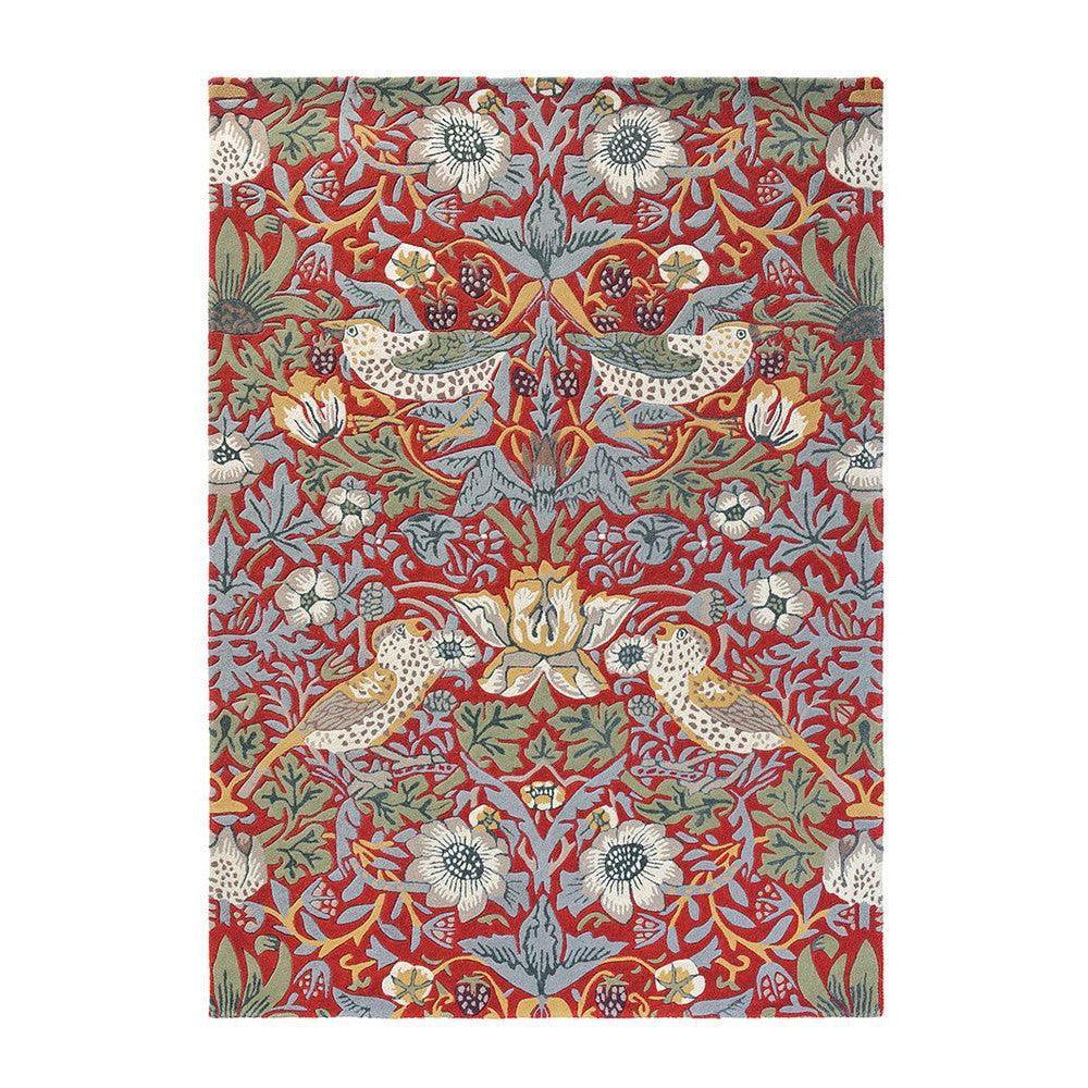 Strawberry Thief Crimson Pure Wool Designer Rug