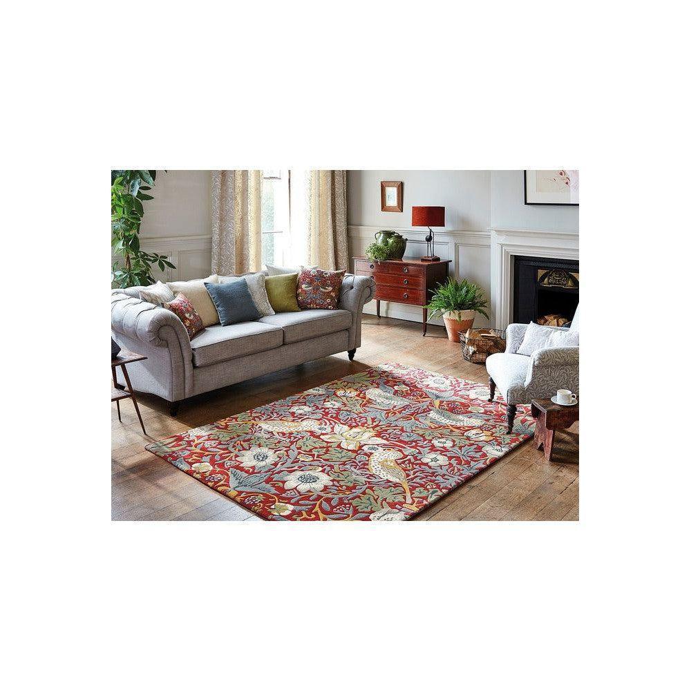 Strawberry Thief Crimson Pure Wool Designer Rug