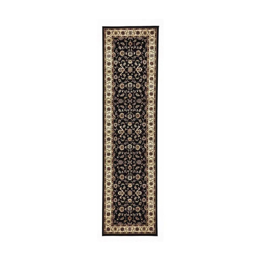 Sydney Collection Classic Rug Black With Ivory Border
