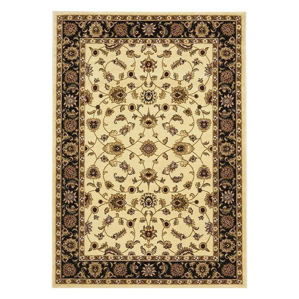 Sydney Collection Classic Rug Ivory With Black Border