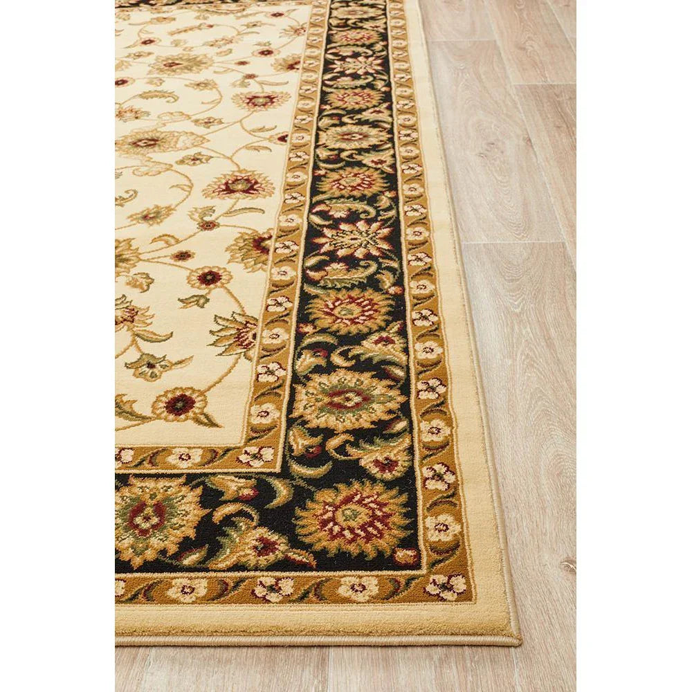 Sydney Collection Classic Rug Ivory With Black Border