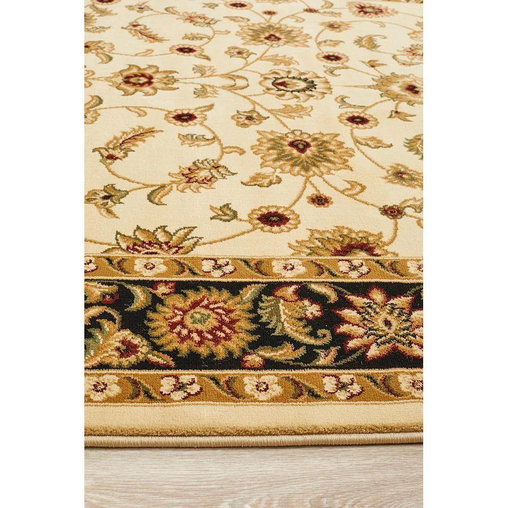 Sydney Collection Classic Rug Ivory With Black Border