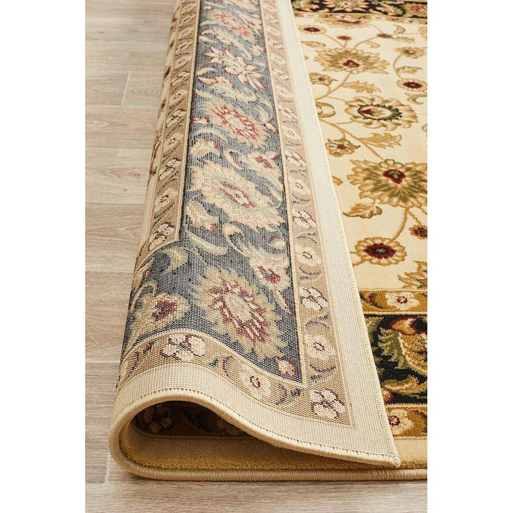 Sydney Collection Classic Rug Ivory With Black Border