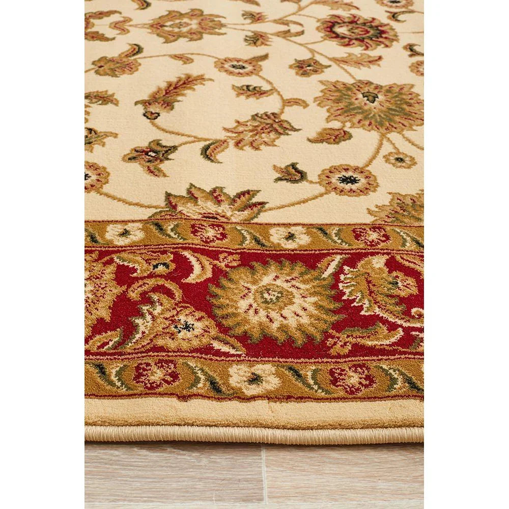 Sydney Collection Classic Rug Ivory With Red Border