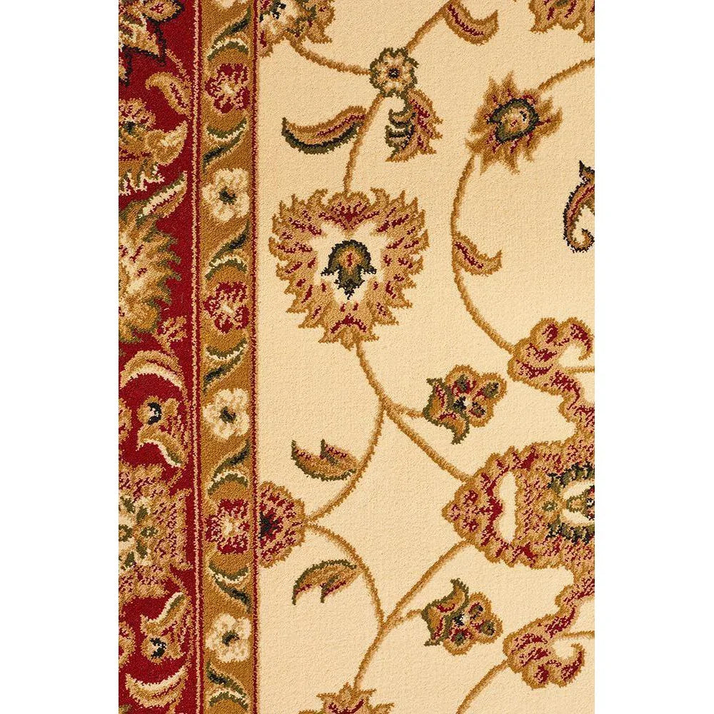 Sydney Collection Classic Rug Ivory With Red Border