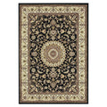 Sydney Collection Medallion Rug Black With Ivory Border