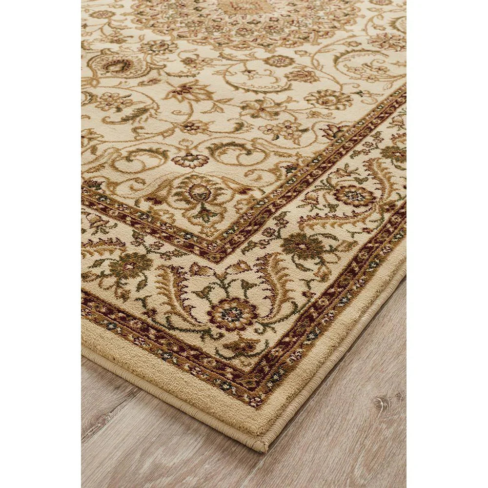 Sydney Collection Medallion Rug Ivory With Ivory Border