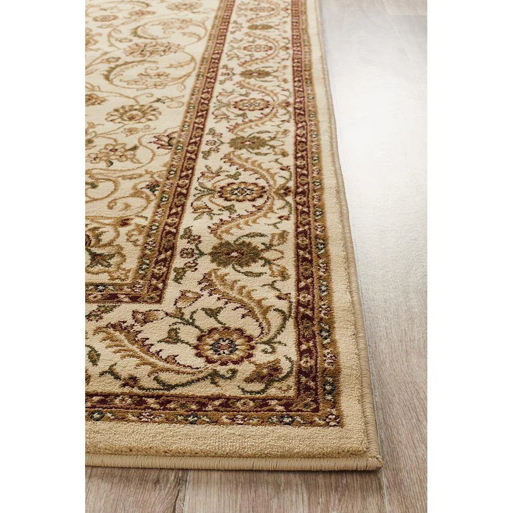 Sydney Collection Medallion Rug Ivory With Ivory Border