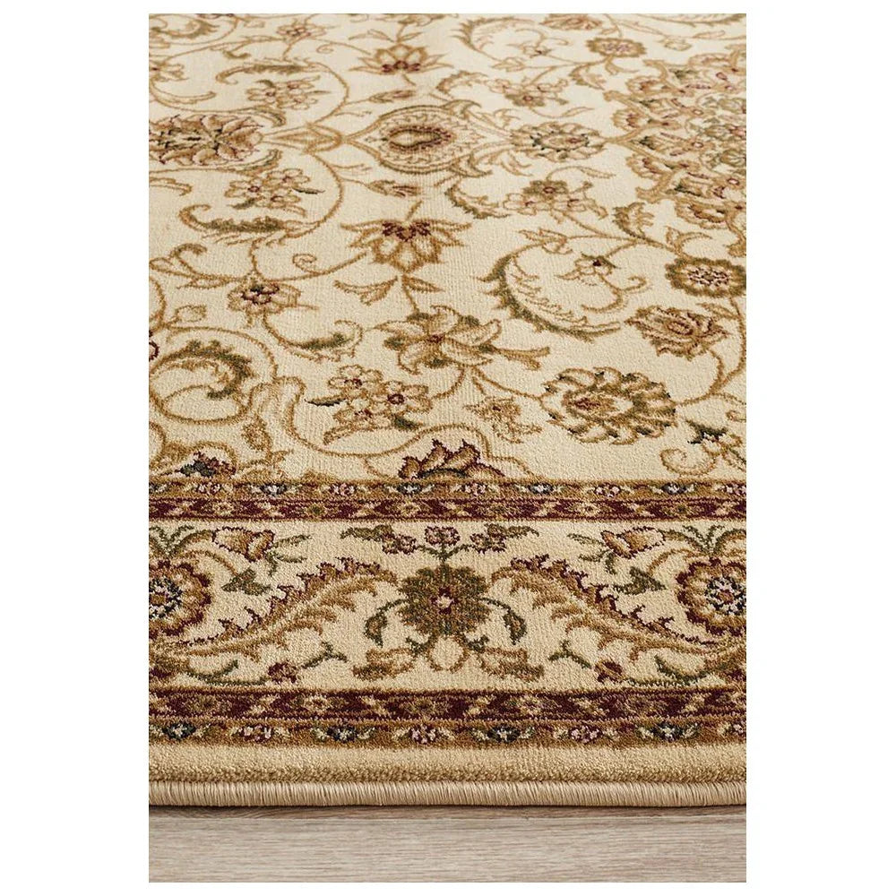 Sydney Collection Medallion Rug Ivory With Ivory Border