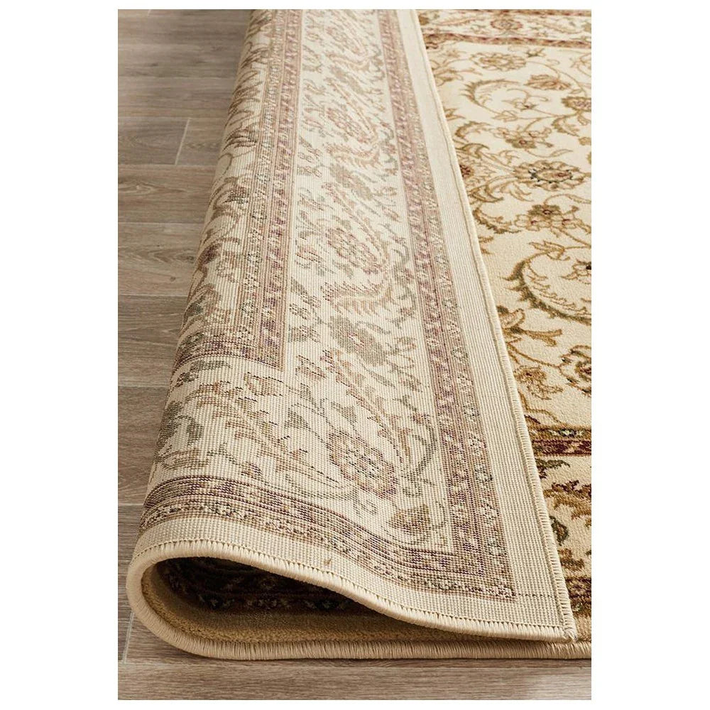 Sydney Collection Medallion Rug Ivory With Ivory Border