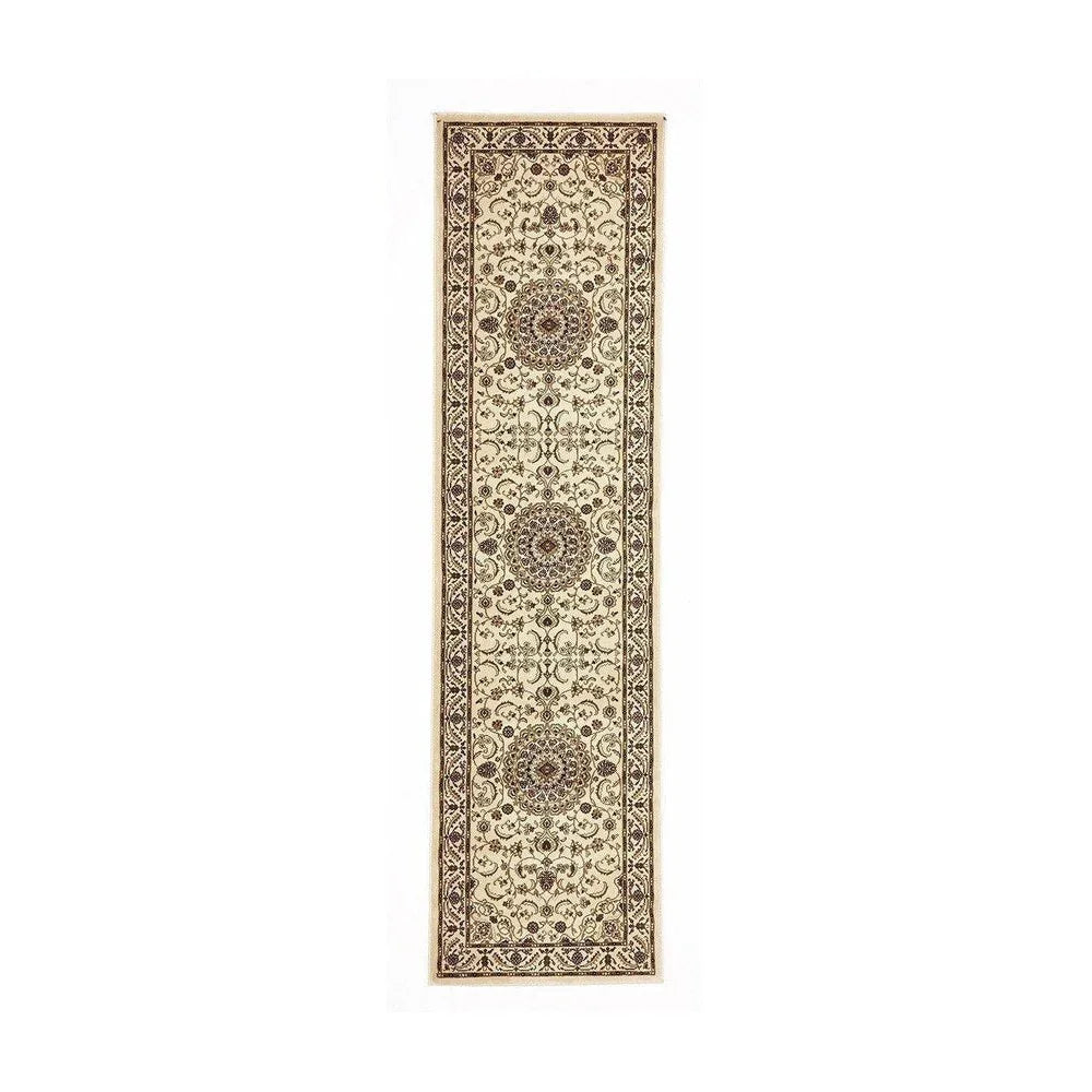 Sydney Collection Medallion Rug Ivory With Ivory Border