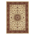 Sydney Collection Medallion Rug Ivory With Red Border