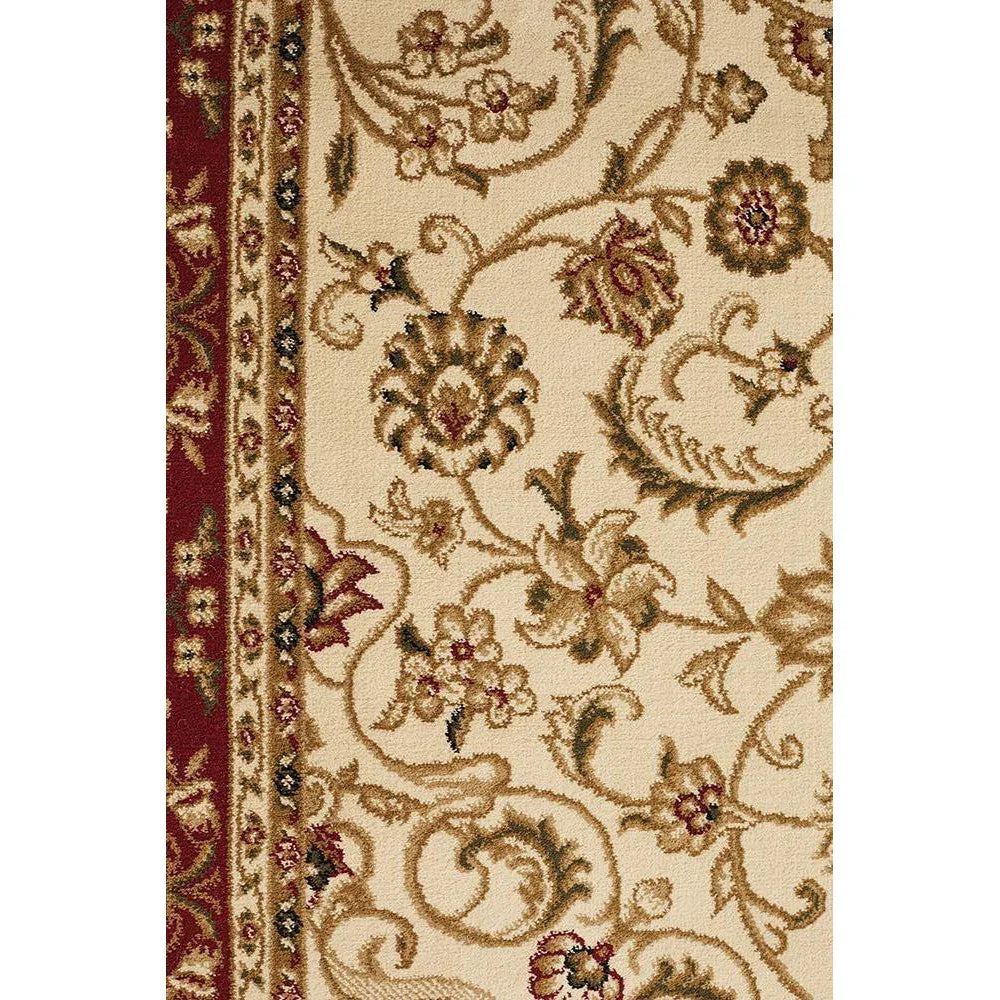 Sydney Collection Medallion Rug Ivory With Red Border