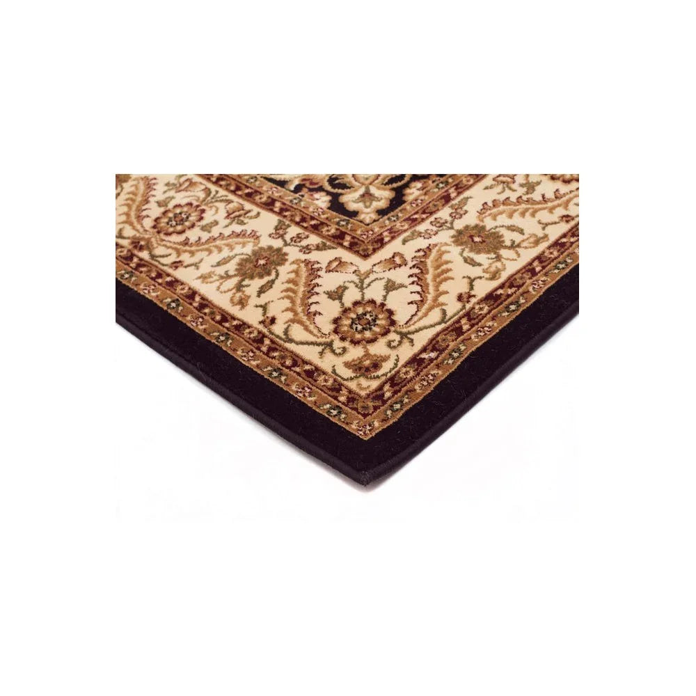 Sydney Medallion Runner Black With Ivory Border Runner Rug
