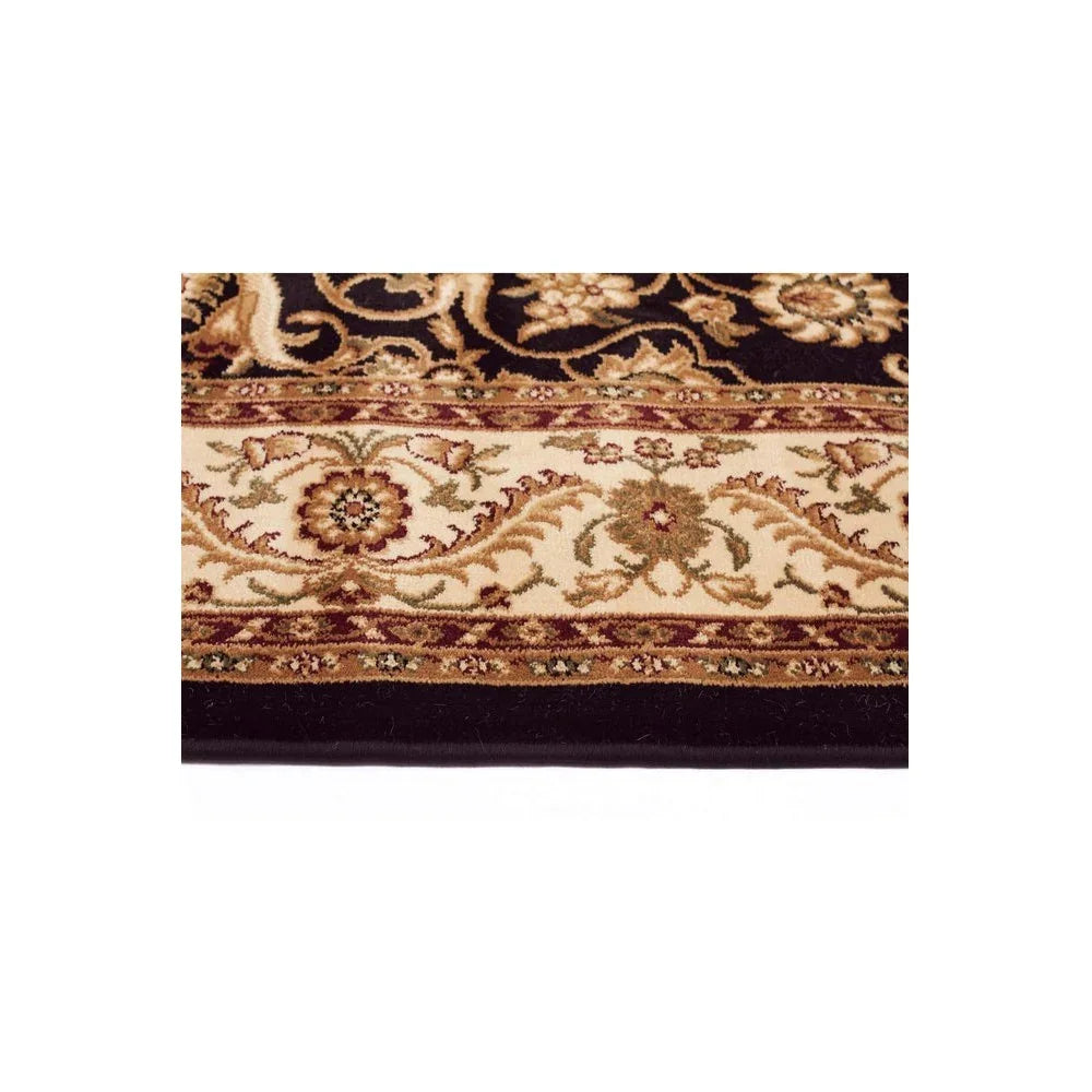 Sydney Medallion Runner Black With Ivory Border Runner Rug