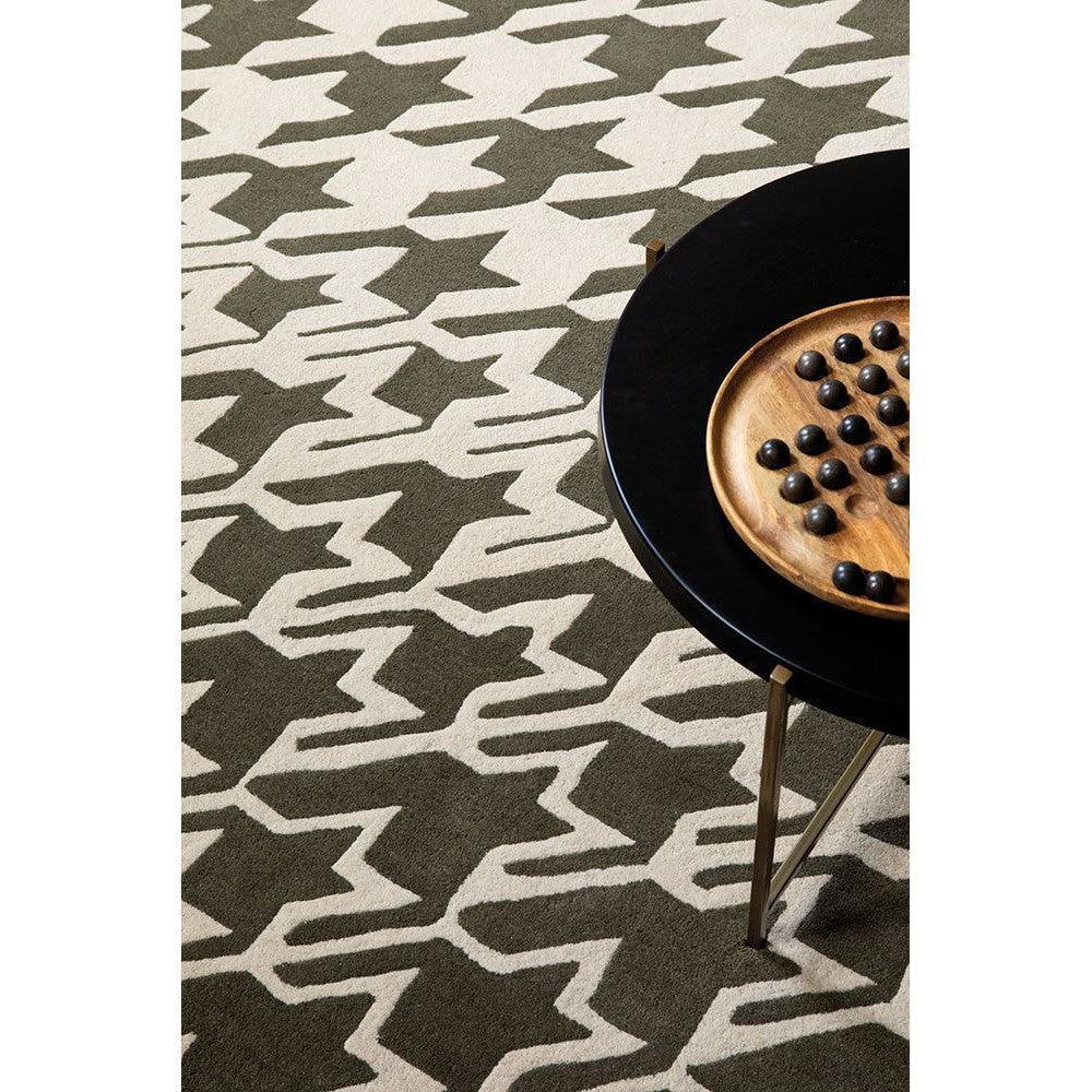 Ted Baker Houndstooth Grey Pure Wool Designer Rug