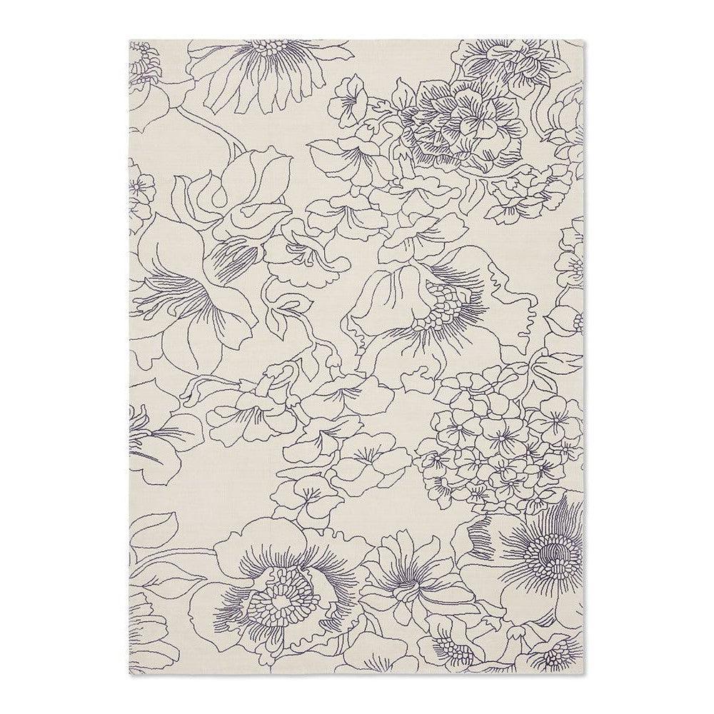 Ted Baker Linear Floral Blue Pure Wool Designer Rug
