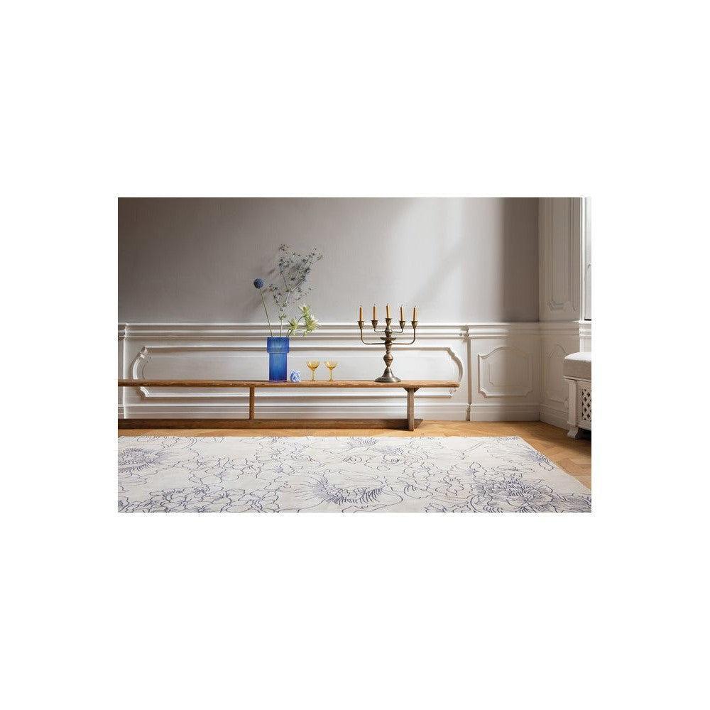 Ted Baker Linear Floral Blue Pure Wool Designer Rug