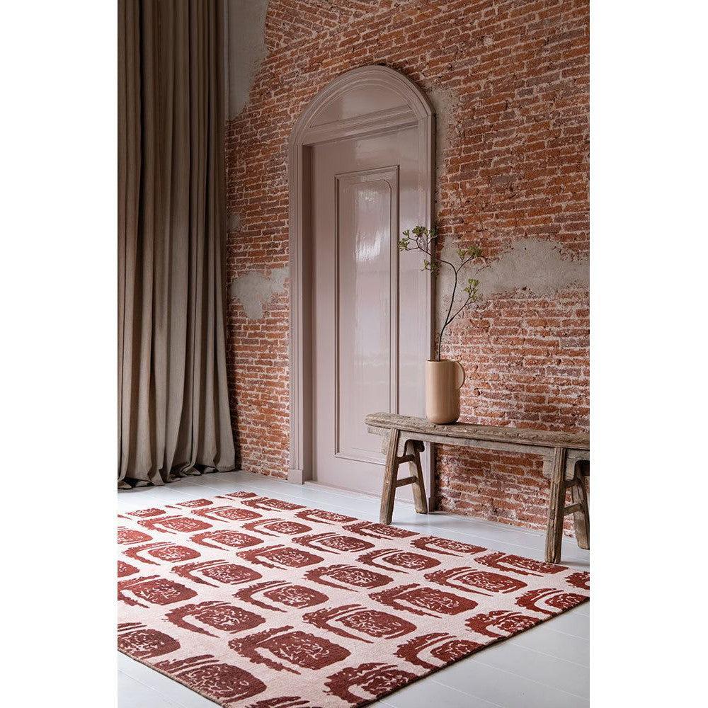 Ted Baker Woodblock Red Pure Cotton Designer Rug