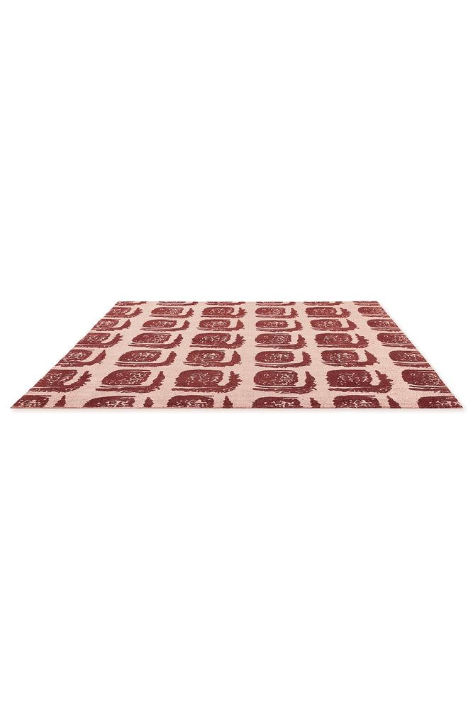 Ted Baker Woodblock Red Pure Cotton Designer Rug