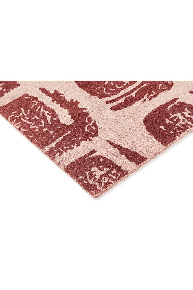 Ted Baker Woodblock Red Pure Cotton Designer Rug