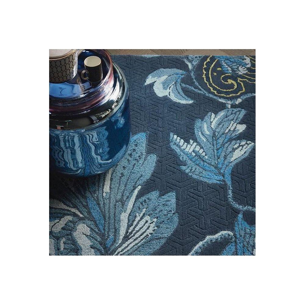 Wedgwood Fabled Floral Navy Wool & Viscose Designer Rug