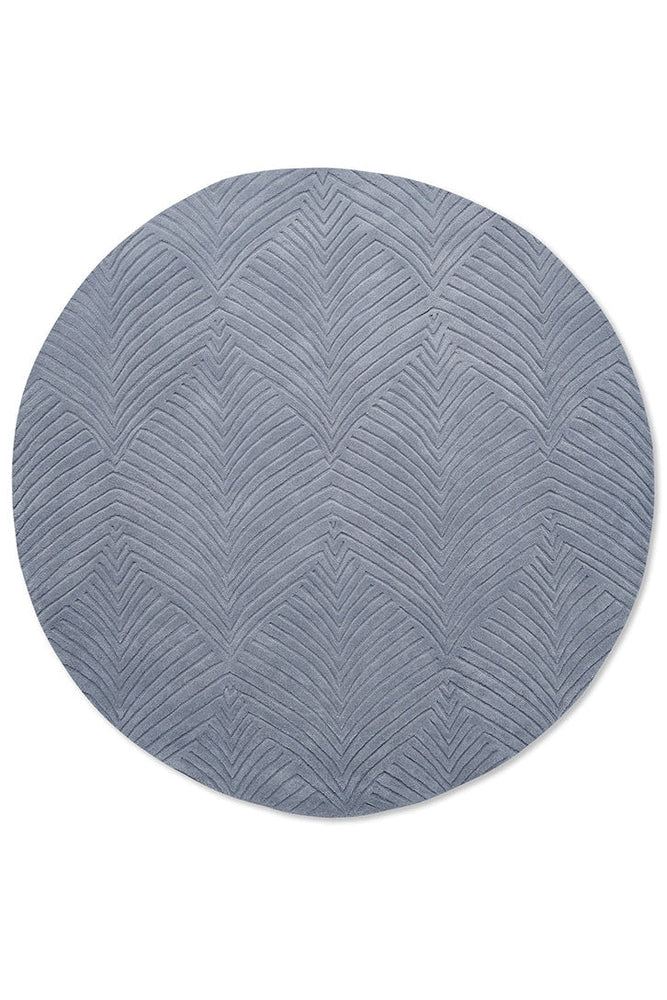Wedgwood Folia Cool Grey Pure Wool Designer Round Rug