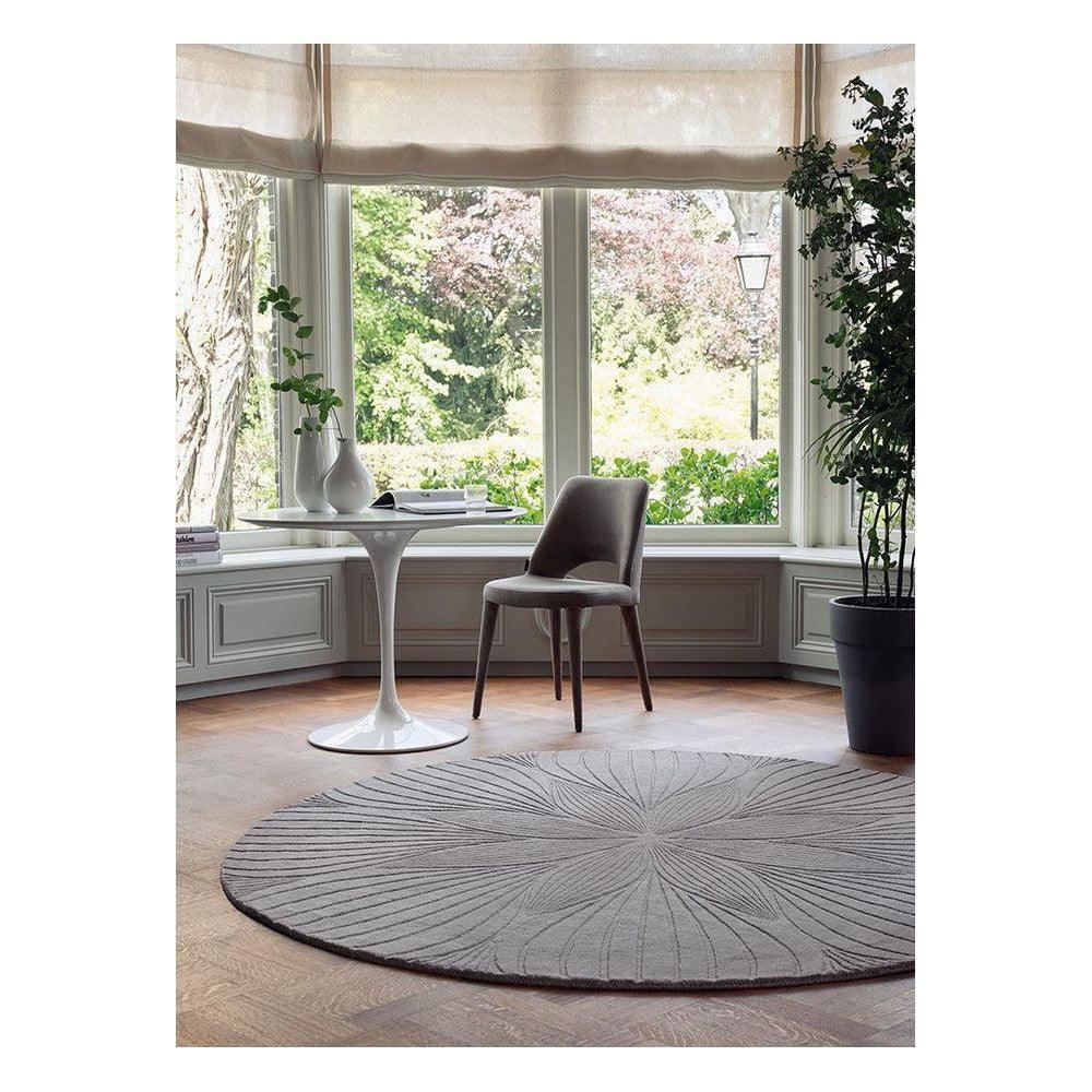 Wedgwood Folia Grey Pure Wool Round Designer Rug