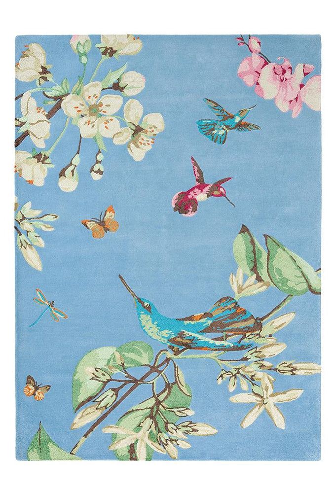 Wedgwood Hummingbird Blue Wool & Viscose Designer Rug