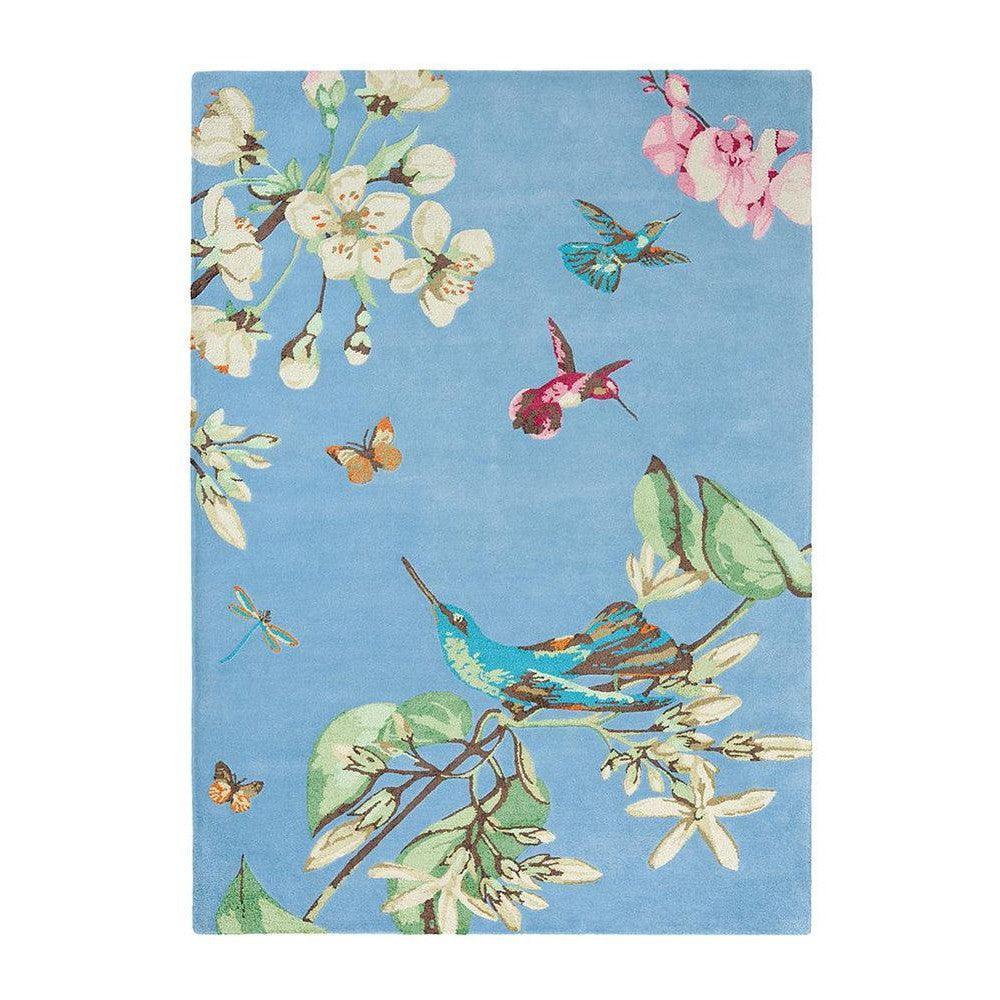 Wedgwood Hummingbird Blue Wool & Viscose Designer Rug