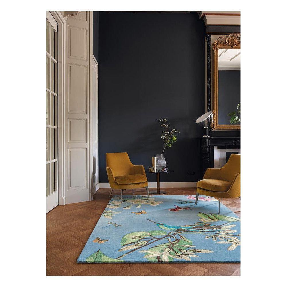 Wedgwood Hummingbird Blue Wool & Viscose Designer Rug