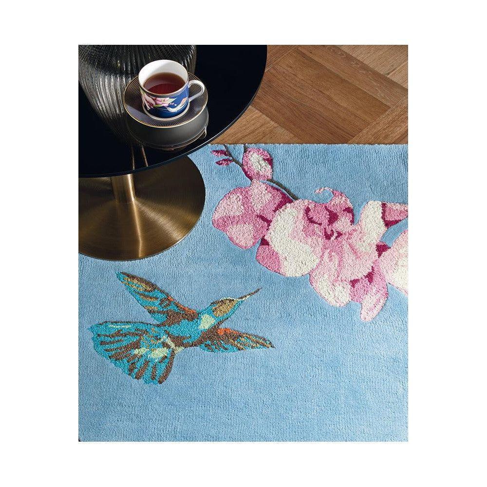 Wedgwood Hummingbird Blue Wool & Viscose Designer Rug