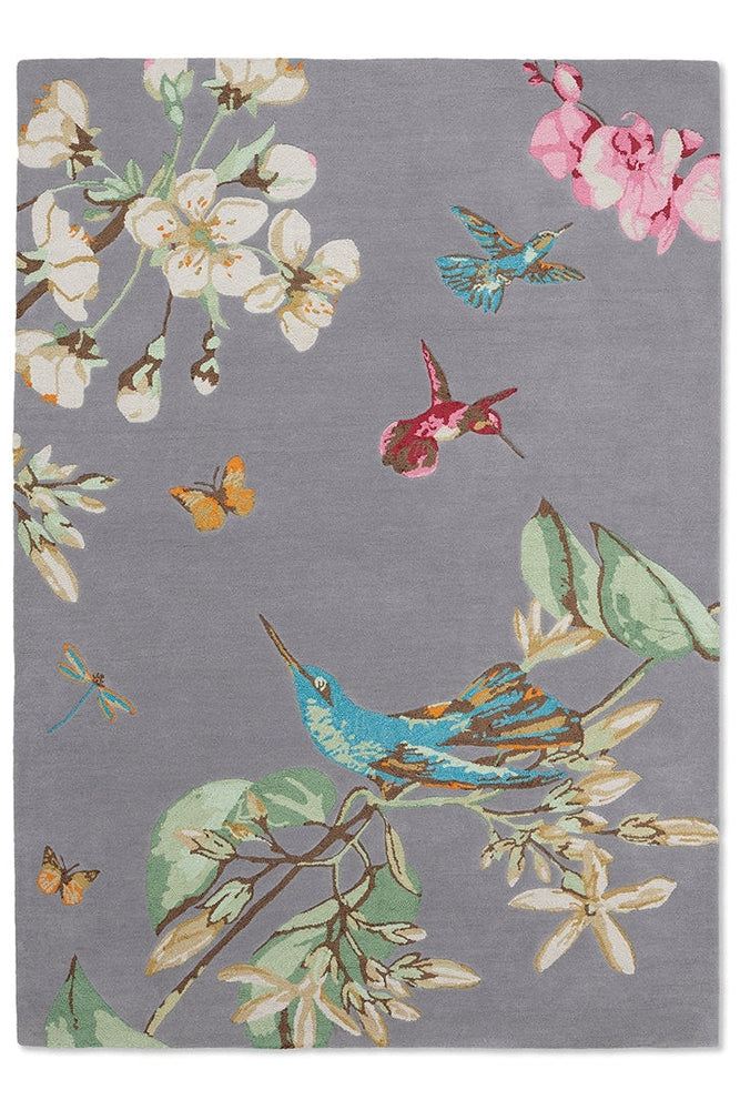 Wedgwood Hummingbird Grey Wool & Viscose Designer Rug