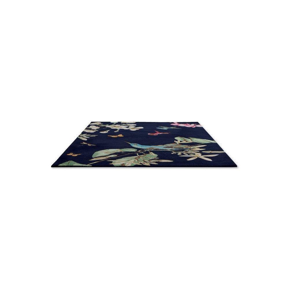 Wedgwood Hummingbird Navy Wool & Viscose Designer Rug