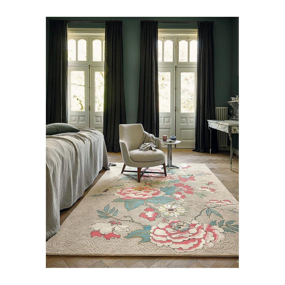 Wedgwood Paeonia Coral Wool & Viscose Designer Rug