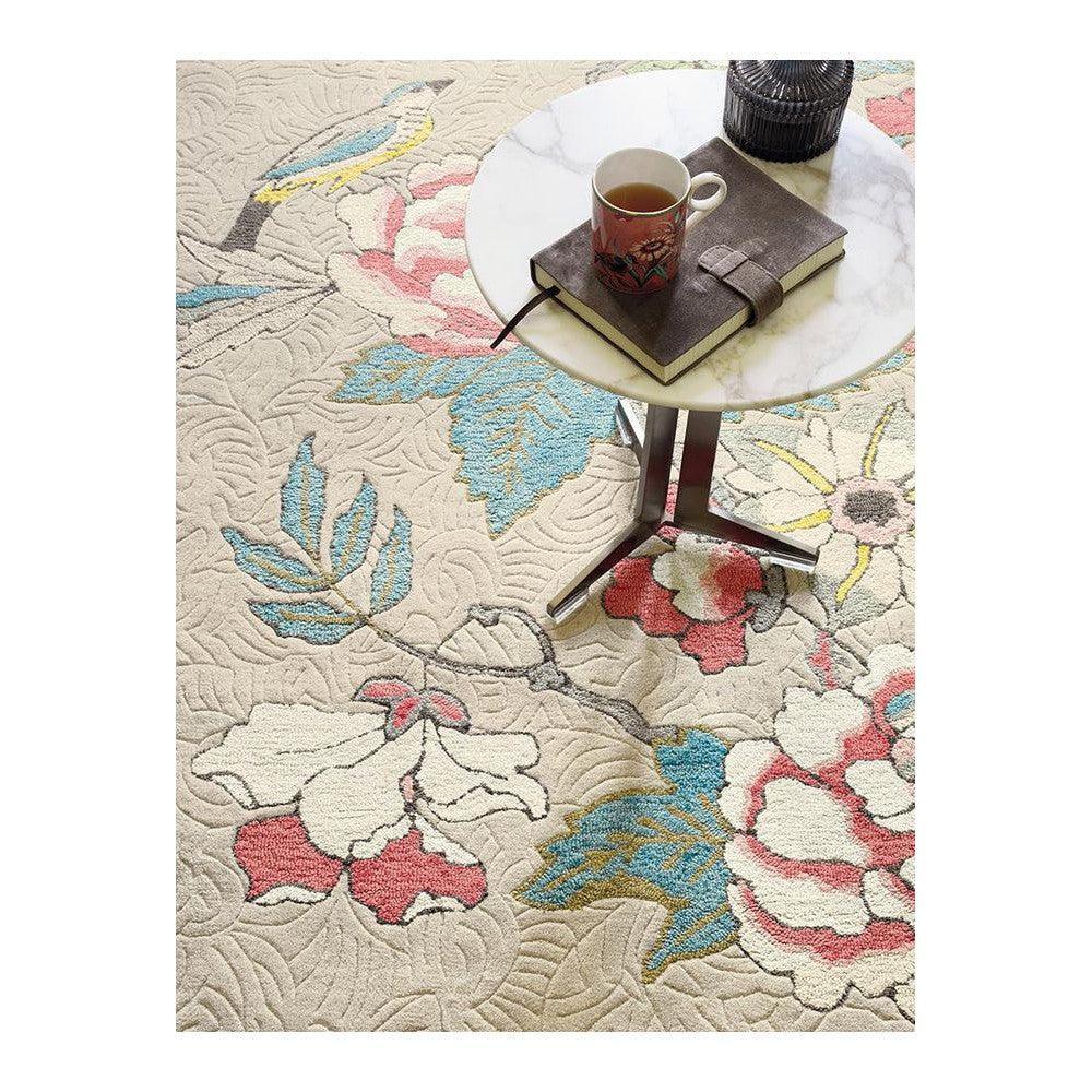 Wedgwood Paeonia Coral Wool & Viscose Designer Rug