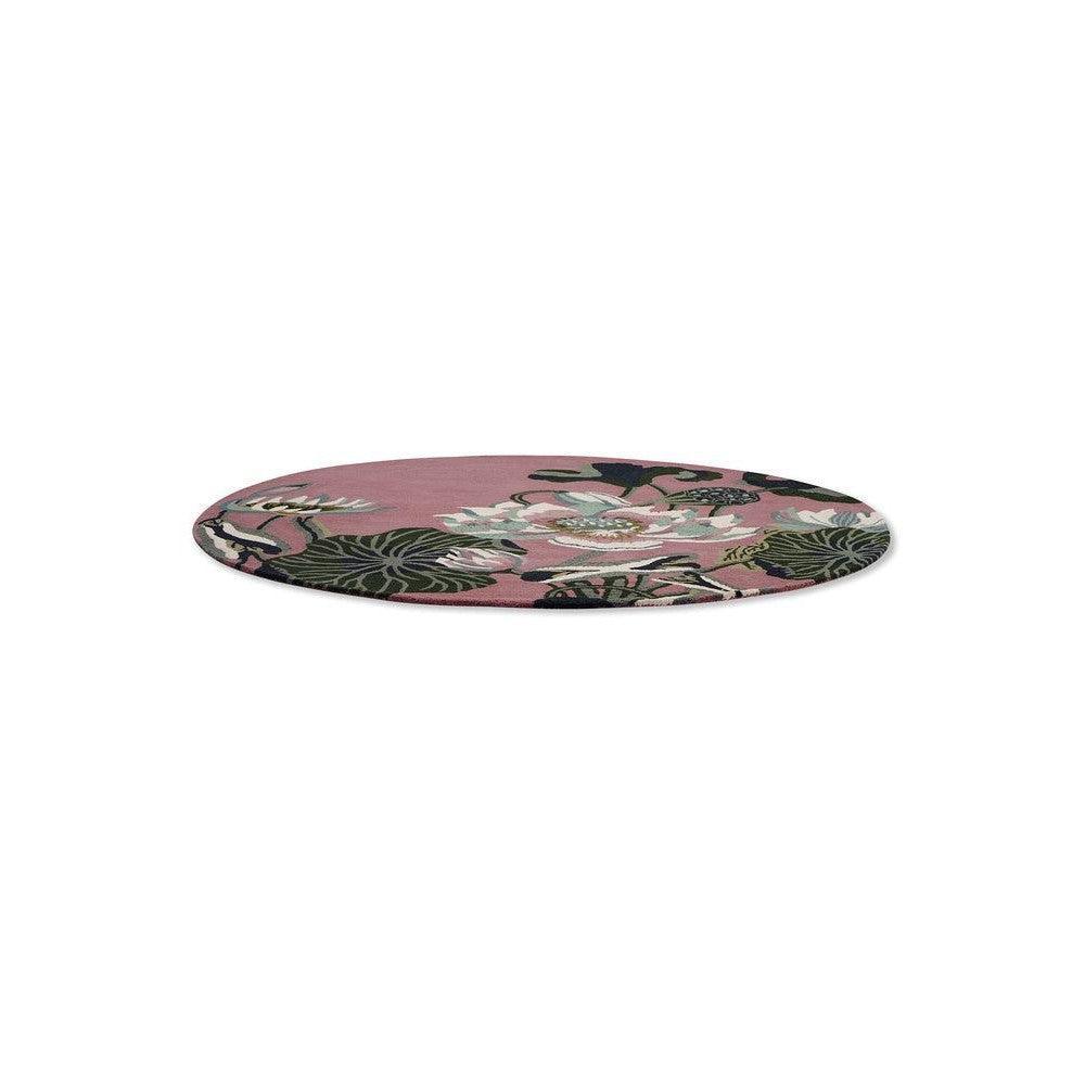 Wedgwood Waterlily Dusty Rose Pure Wool Designer Round Rug