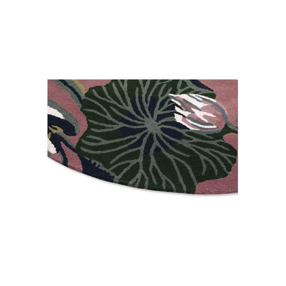 Wedgwood Waterlily Dusty Rose Pure Wool Designer Round Rug