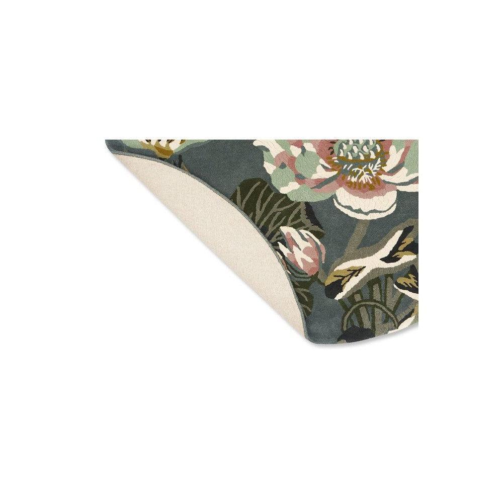 Wedgwood Waterlily Midnight Pond Pure Wool Designer Round Rug