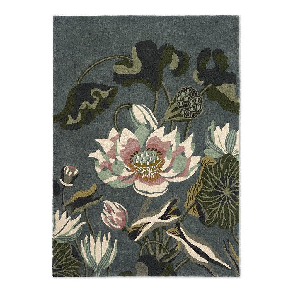 Wedgwood Waterlily Midnight Pond Pure Wool Designer Rug