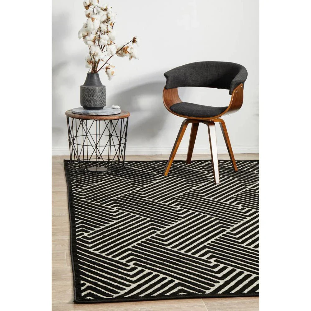 York Cindy Black & Gold Rug - ICONIC RUGS