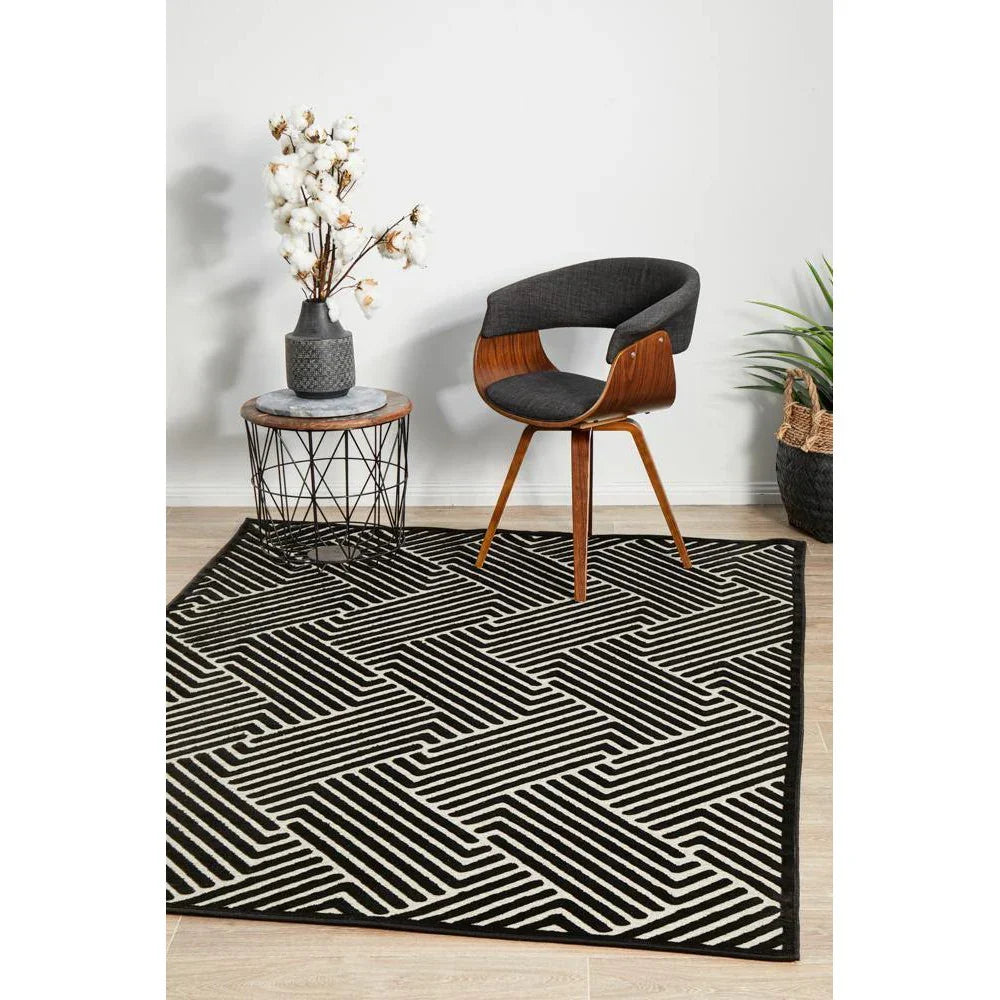 York Cindy Black & Gold Rug - ICONIC RUGS
