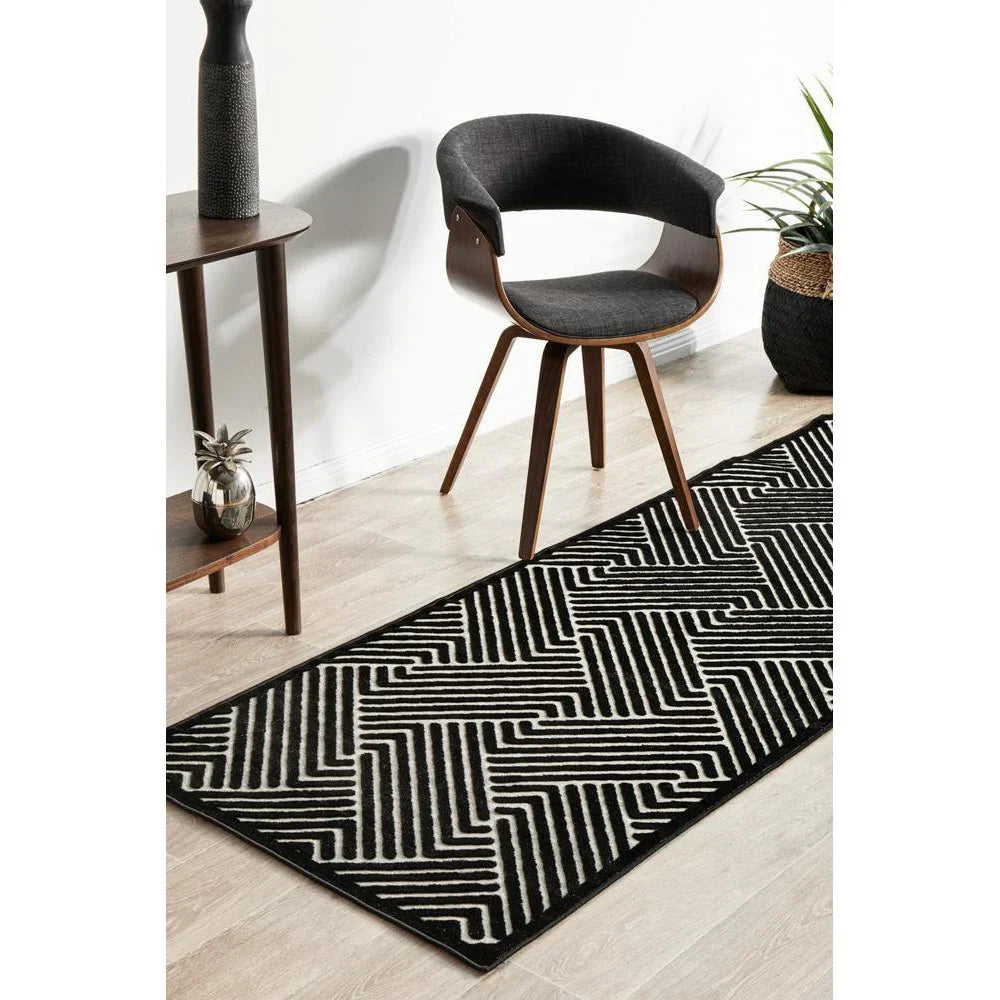 York Cindy Black & Gold Runner Rug - ICONIC RUGS