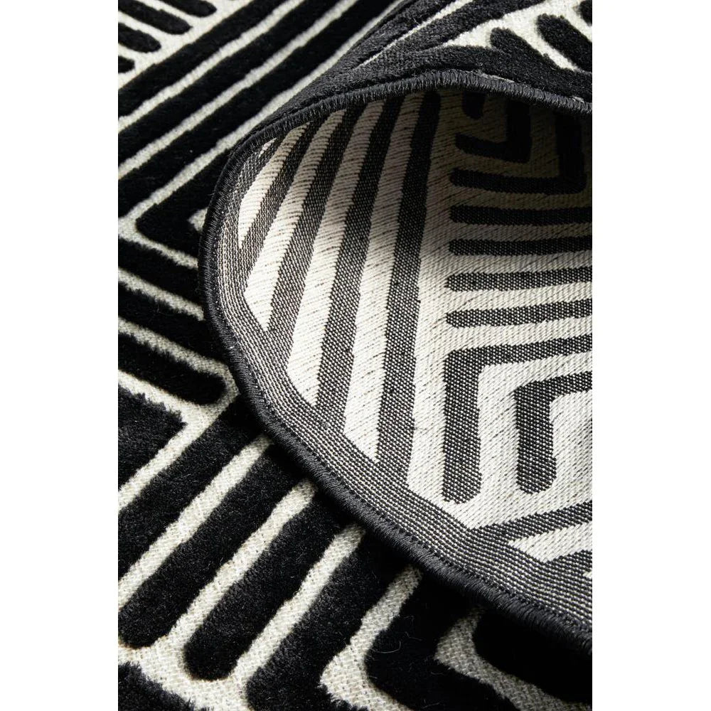 York Cindy Black & Gold Runner Rug - ICONIC RUGS