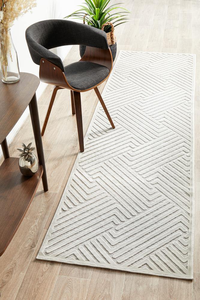 York Cindy  Natural White Runner Rug - ICONIC RUGS