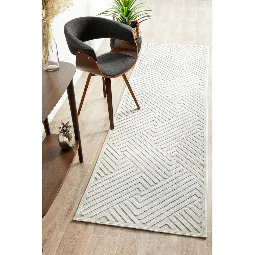 York Cindy  Natural White Runner Rug - ICONIC RUGS